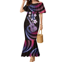 Hawaiian Ukulele Family Matching Mermaid Dress and Hawaiian Shirt Sweet Dream Fantastic Plumeria LT01 Mom's Dress Pink - Polynesian Pride