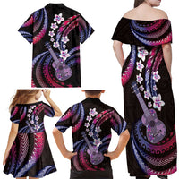 Hawaiian Ukulele Family Matching Off Shoulder Maxi Dress and Hawaiian Shirt Sweet Dream Fantastic Plumeria LT01 - Polynesian Pride