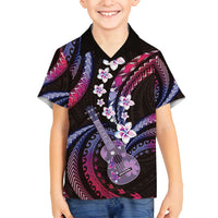 Hawaiian Ukulele Family Matching Summer Maxi Dress and Hawaiian Shirt Sweet Dream Fantastic Plumeria LT01 Son's Shirt Pink - Polynesian Pride