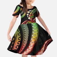 Hawaii Turtles Plumeria Family Matching Off The Shoulder Long Sleeve Dress and Hawaiian Shirt Reggae Polynesian Pattern