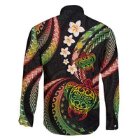 Hawaii Turtles Plumeria Family Matching Off Shoulder Maxi Dress and Hawaiian Shirt Reggae Polynesian Pattern