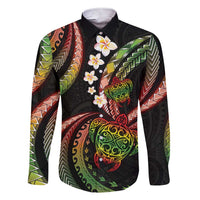 Hawaii Turtles Plumeria Family Matching Short Sleeve Bodycon Dress and Hawaiian Shirt Reggae Polynesian Pattern