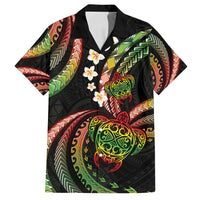 Hawaii Turtles Plumeria Family Matching Summer Maxi Dress and Hawaiian Shirt Reggae Polynesian Pattern LT01 Dad's Shirt - Short Sleeve Reggae - Polynesian Pride