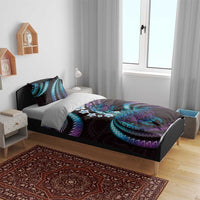 Hawaii Turtles Plumeria Bedding Set Amethyst Gradient Polynesian Pattern
