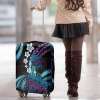 Hawaii Turtles Plumeria Luggage Cover Amethyst Gradient Polynesian Pattern