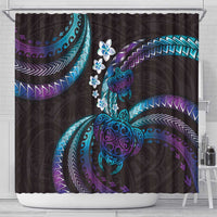 Hawaii Turtles Plumeria Shower Curtain Amethyst Gradient Polynesian Pattern