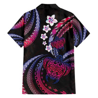 Hawaii Turtles Plumeria Family Matching Tank Maxi Dress and Hawaiian Shirt Sweet Gradient Polynesian Pattern