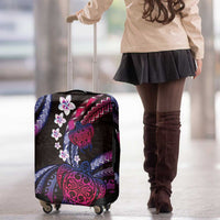 Hawaii Turtles Plumeria Luggage Cover Sweet Gradient Polynesian Pattern
