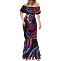 Hawaii Turtles Plumeria Mermaid Dress Sweet Gradient Polynesian Pattern