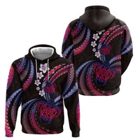 Hawaii Turtles Plumeria Zip Hoodie Sweet Gradient Polynesian Pattern