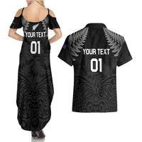 Custom New Zealand 2024 Rugby Couples Matching Summer Maxi Dress and Hawaiian Shirt Silver Fern Aotearoa Kiwi LT01 - Polynesian Pride