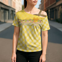 Hawaii Palaka Pikake Lokelani Plumeria Cross Shoulder Shirt Melemele Coquette Bow