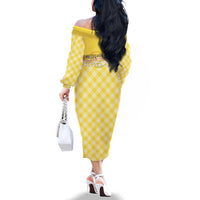 Hawaii Palaka Pikake Lokelani Plumeria Family Matching Off The Shoulder Long Sleeve Dress and Hawaiian Shirt Melemele Coquette Bow LT01 - Polynesian Pride