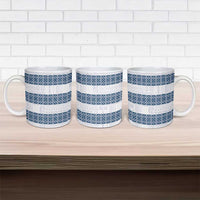 Samoa Siapo Blue Trimmed Ceramic Mug Samoa White Sunday - Polynesian Pride