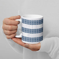 Samoa Siapo Blue Trimmed Ceramic Mug Samoa White Sunday - Polynesian Pride