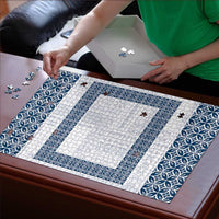 Samoa Siapo Blue Trimmed Puzzle Samoa White Sunday - Polynesian Pride