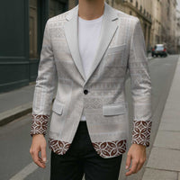Samoa Siapo Brown Trimmed Blazer Samoa White Sunday - Polynesian Pride