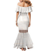 Samoa Siapo Brown Trimmed Family Matching Mermaid Dress and Hawaiian Shirt Samoa White Sunday - Polynesian Pride