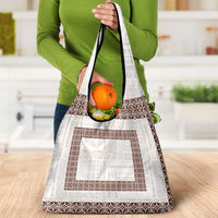 Samoa Siapo Brown Trimmed Grocery Bag Samoa White Sunday - Polynesian Pride