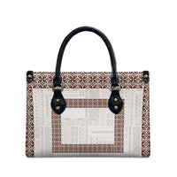 Samoa Siapo Brown Trimmed Leather Bag Samoa White Sunday - Polynesian Pride