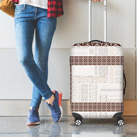 Samoa Siapo Brown Trimmed Luggage Cover Samoa White Sunday - Polynesian Pride