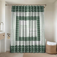 Samoa Siapo Green Trimmed Bathroom Set Samoa White Sunday - Polynesian Pride