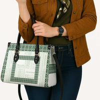 Samoa Siapo Green Trimmed Leather Bag Samoa White Sunday - Polynesian Pride