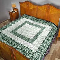 Samoa Siapo Green Trimmed Quilt Samoa White Sunday - Polynesian Pride