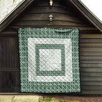 Samoa Siapo Green Trimmed Quilt Samoa White Sunday - Polynesian Pride