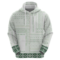 Samoa Siapo Green Trimmed Zip Hoodie Samoa White Sunday - Polynesian Pride