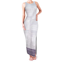Samoa Siapo Purple Trimmed Family Matching Tank Maxi Dress and Hawaiian Shirt Samoa White Sunday - Polynesian Pride