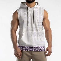 Samoa Siapo Purple Trimmed Sleeveless Hoodie Samoa White Sunday - Polynesian Pride