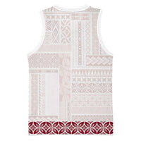 Samoa Siapo Red Trimmed Basketball Jersey Samoa White Sunday - Polynesian Pride