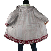 Samoa Siapo Red Trimmed Cloak Samoa White Sunday - Polynesian Pride