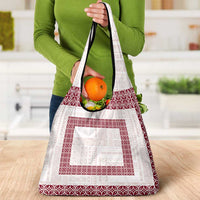 Samoa Siapo Red Trimmed Grocery Bag Samoa White Sunday - Polynesian Pride