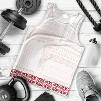 Samoa Siapo Red Trimmed Men Tank Top Samoa White Sunday - Polynesian Pride