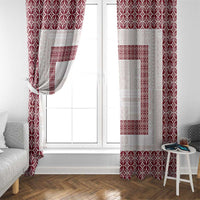 Samoa Siapo Red Trimmed Window Curtain Samoa White Sunday - Polynesian Pride