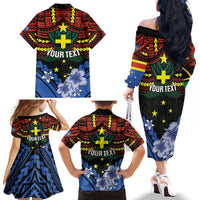Personalised Vanuatu Tafea Province Family Matching Off The Shoulder Long Sleeve Dress and Hawaiian Shirt Unique Tropical Tribal Pattern LT01 - Polynesian Pride