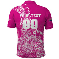 Custom New Zealand Rugby Silver Fern Polo Shirt Aotearoa Kiwi Maori Pink Version - Polynesian Pride