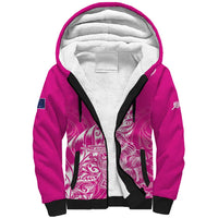 Custom New Zealand Rugby Silver Fern Sherpa Hoodie Aotearoa Kiwi Maori Pink Version LT01 Unisex Pink - Polynesian Pride