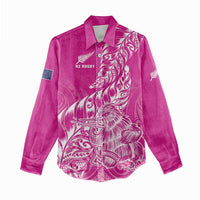 Custom New Zealand Rugby Silver Fern Women Casual Shirt Aotearoa Kiwi Maori Pink Version LT01 - Polynesian Pride