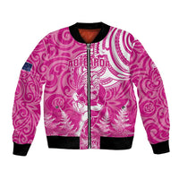 New Zealand Silver Fern Rugby All Pink Bomber Jacket Maori Tiki Player With Ta Moko Tribal LT01 Unisex Pink - Polynesian Pride