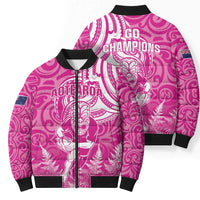 New Zealand Silver Fern Rugby All Pink Bomber Puffer Jacket Maori Tiki Player With Ta Moko Tribal LT01 - Polynesian Pride