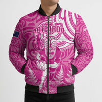 New Zealand Silver Fern Rugby All Pink Bomber Puffer Jacket Maori Tiki Player With Ta Moko Tribal LT01 - Polynesian Pride