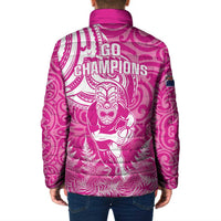 New Zealand Silver Fern Rugby All Pink Padded Jacket Maori Tiki Player With Ta Moko Tribal LT01 - Polynesian Pride