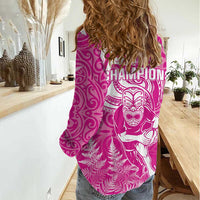 New Zealand Silver Fern Rugby All Pink Women Casual Shirt Maori Tiki Player With Ta Moko Tribal LT01 - Polynesian Pride