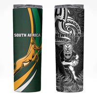 New Zealand and South Africa Rugby Skinny Tumbler Silver Fern Protea Pattern LT01 Art - Polynesian Pride