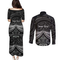 Personalised Toitu Te Tiriti Aotearoa Silver Fern Couples Matching Puletasi and Long Sleeve Button Shirt New Zealand Maori Pattern