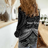 Personalised Toitu Te Tiriti Aotearoa Silver Fern Women Casual Shirt New Zealand Maori Pattern LT01 - Polynesian Pride