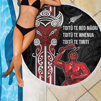 Toitu Te Reo Maori Toitu Te Whenua Toitu Te Tiriti Beach Blanket Maori Warrior New Zealand LT01 - Polynesian Pride